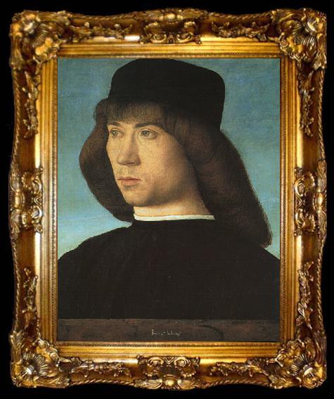 framed  BELLINI, Giovanni Portrait of a Young Man 3iti, ta009-2